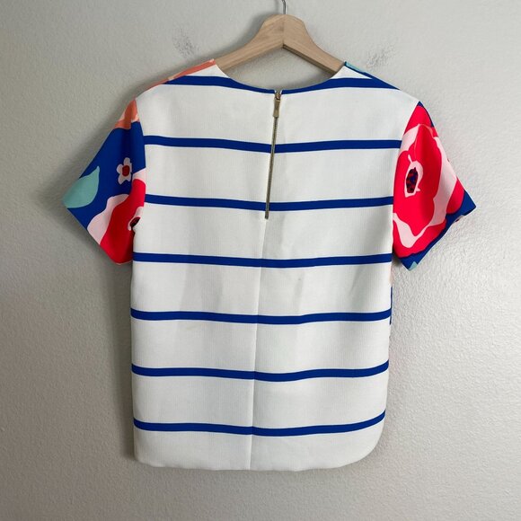 Kate Spade New York Womens 4 Ramona Multi Floral Top Short Sleeve Shirt - Picture 13 of 14